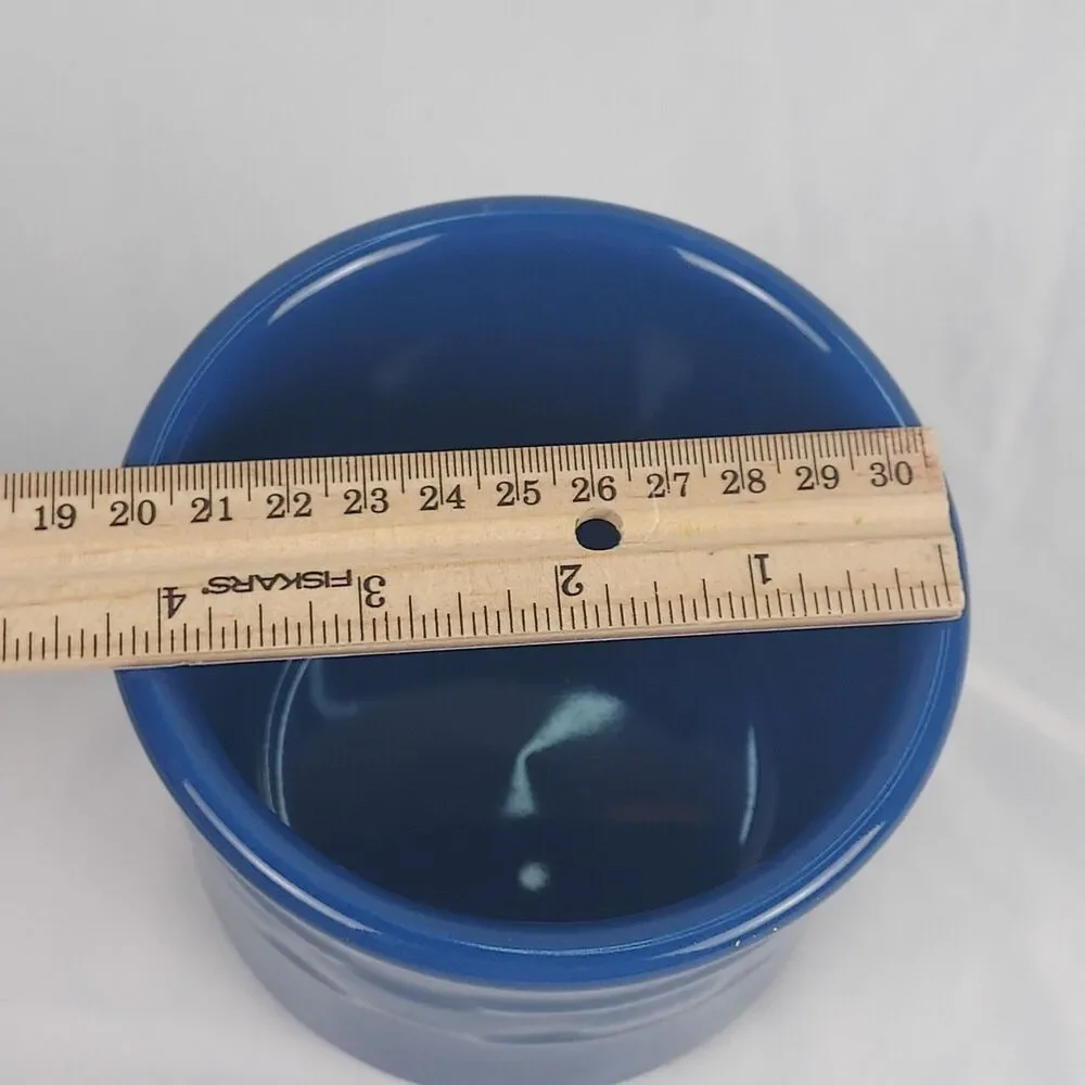 Longaberger Pottery Crock Blue Small Utensil Holder Jar USA Vintage